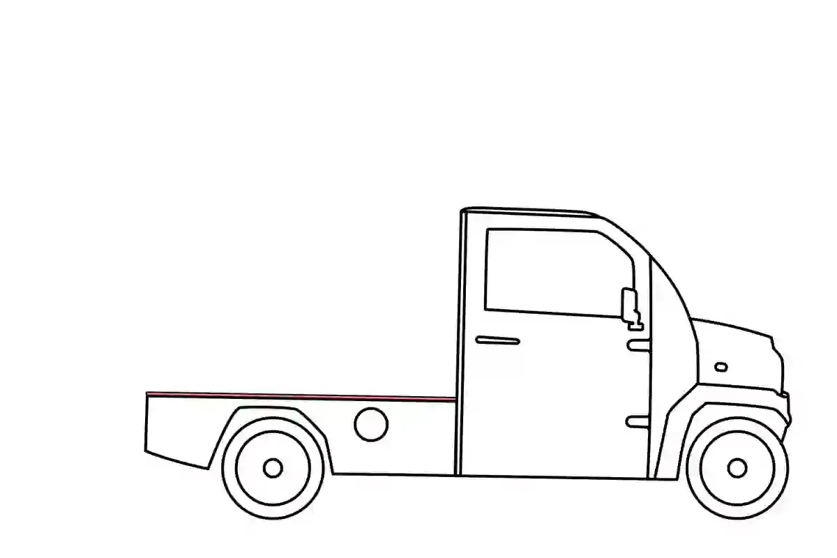 Ilustracja konturowa pojazdu elektrycznego Jonway w wersji z płaską platformą